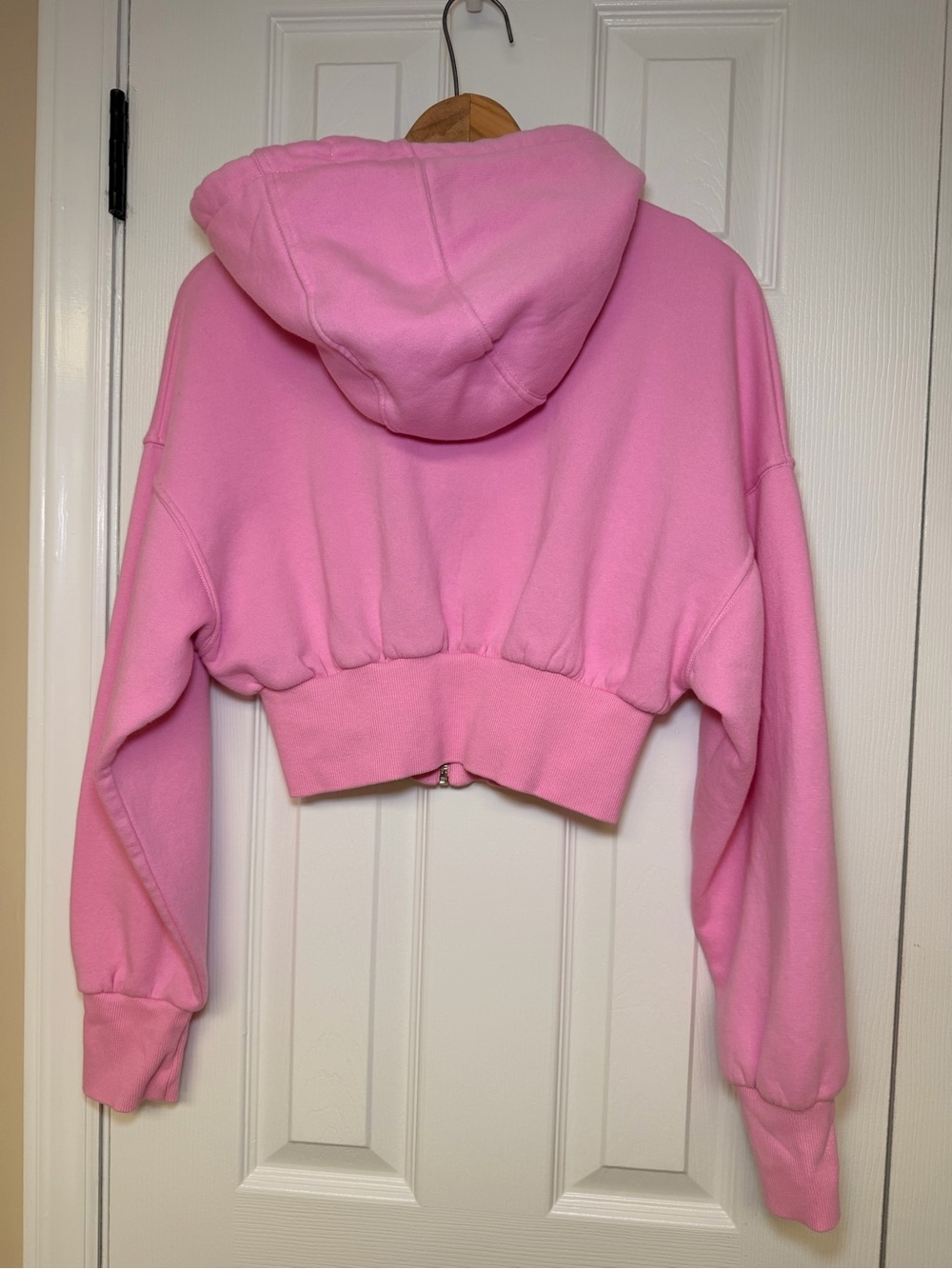 Zara Bubblegum Pink Cropped‎ Zip Hoodie Small Soft Girl Y2K Athleisure - Picture 5 of 13